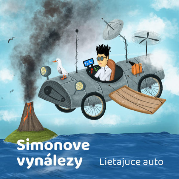 Simonove letí v lietajúcom auto ponad sopku